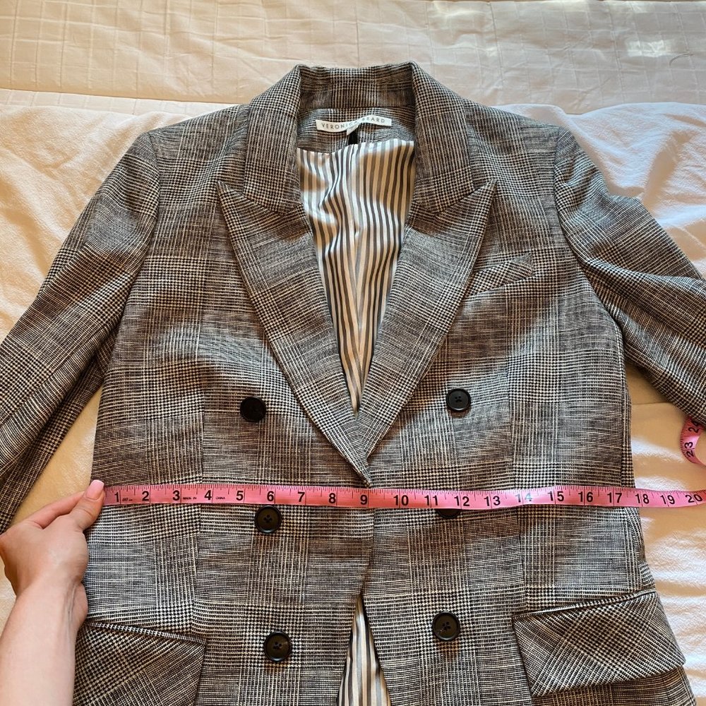 Veronica Beard Fortuna Grey Plaid Check Dickey Jacket Blazer - Size 8 - Picture 12 of 14